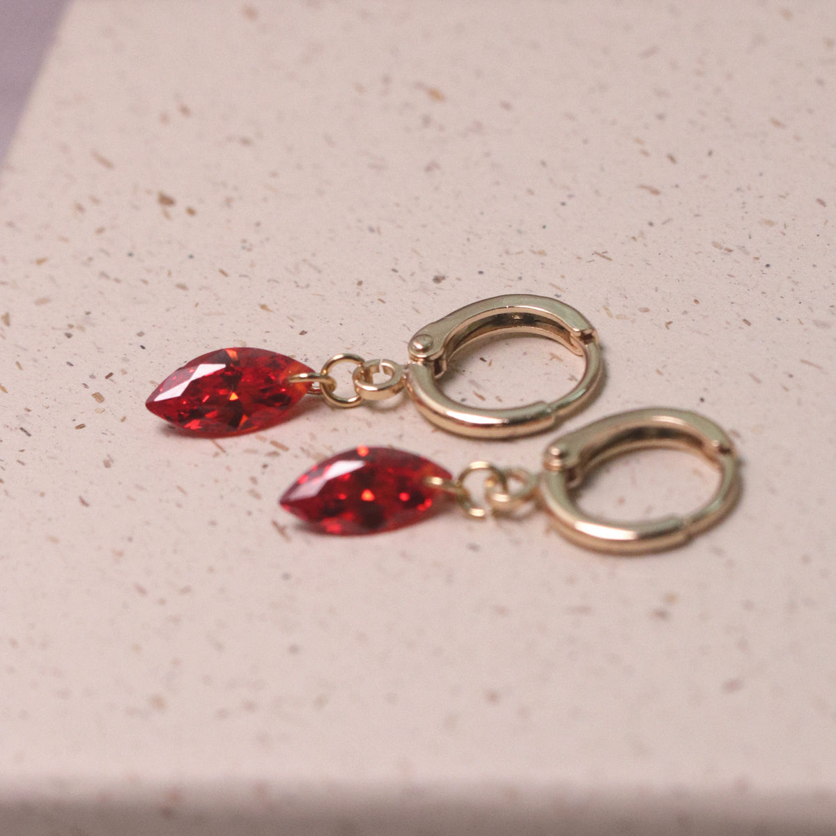 Wine Red & Champagne Zircon Earrings