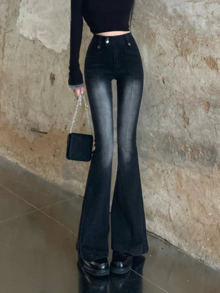 DressBetty - Chic Skinny Flare Winter Y2K High Waist Casual Jeans