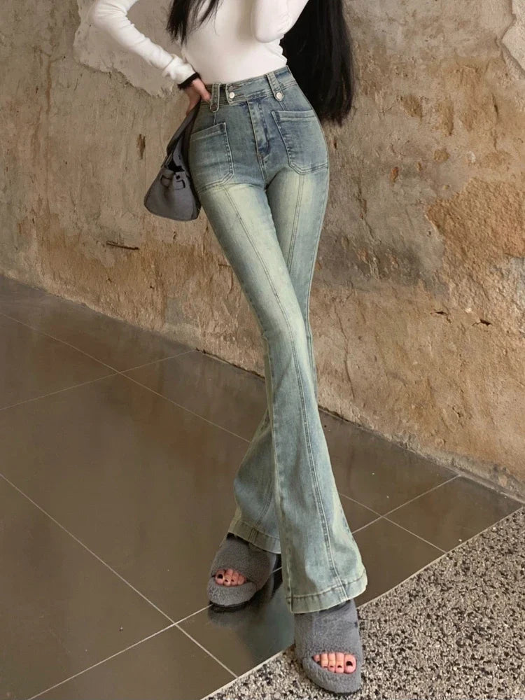 DressBetty - Chic Skinny Flare Winter Y2K High Waist Casual Jeans