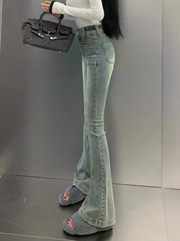 DressBetty - Chic Skinny Flare Winter Y2K High Waist Casual Jeans