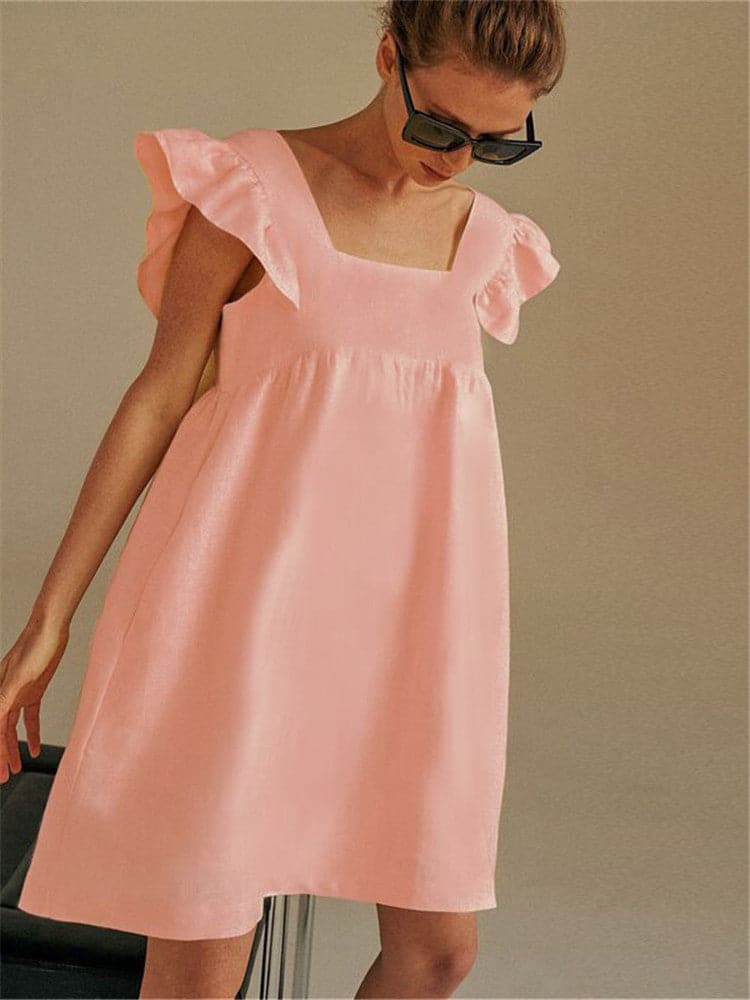 DressBetty - Women Backless Ruffle Cute Mini Dress