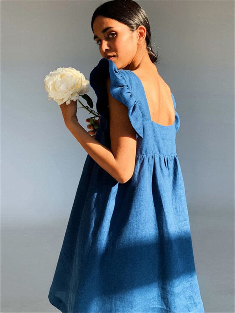 DressBetty - Women Backless Ruffle Cute Mini Dress