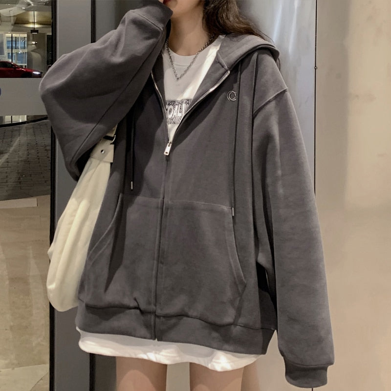 DressBetty - Korean Version Oversized Solid Color Hoodies