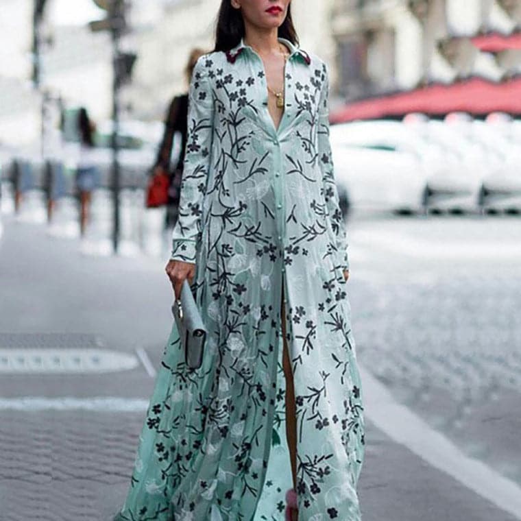 DressBetty - Women Print Dress Long Sleeve Maxi Dresses