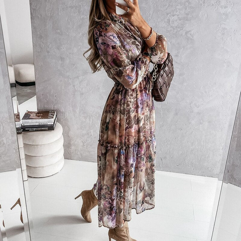 DressBetty - Elegant V-Neck Button Dress