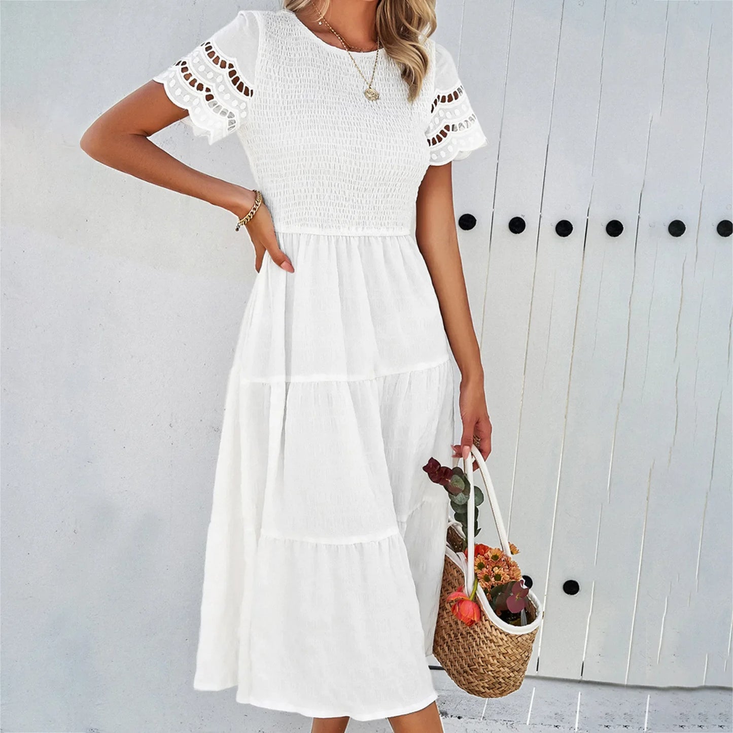 Hollow Sheath Elegant Midi Dress