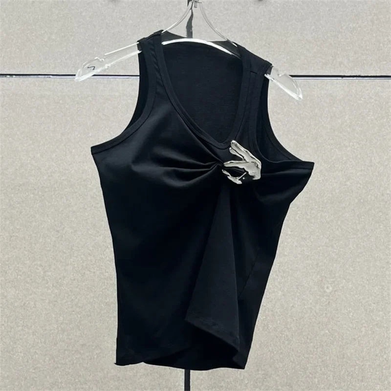 DressBetty - 2024 Korean Fashion Pleated Sleeveless Women's Tank Top