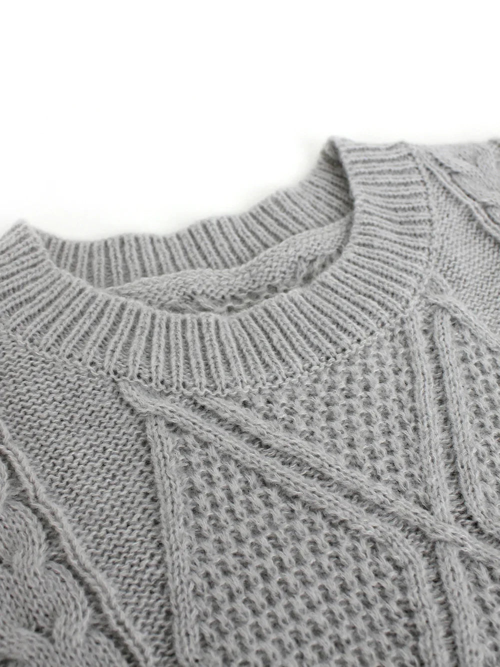 Long Round Collar Pullover Short Twist Solid Winter Sweater