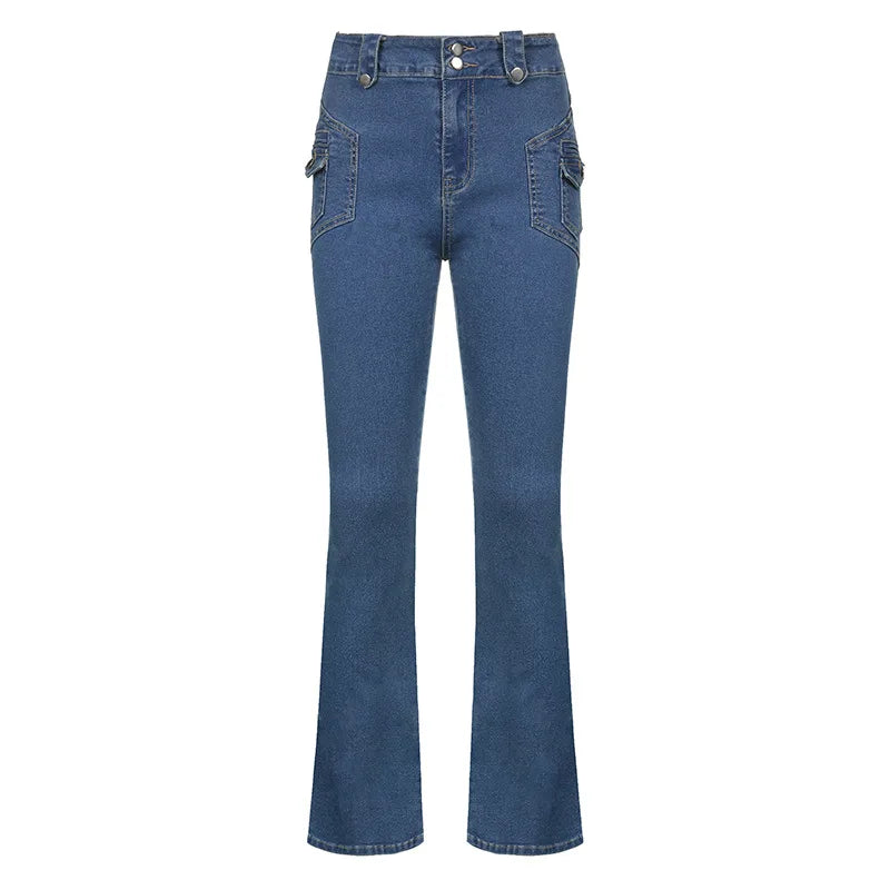 DressBetty - 2024 Cute Low Rise Streetwear Jeans with 2000s Pockets Trim