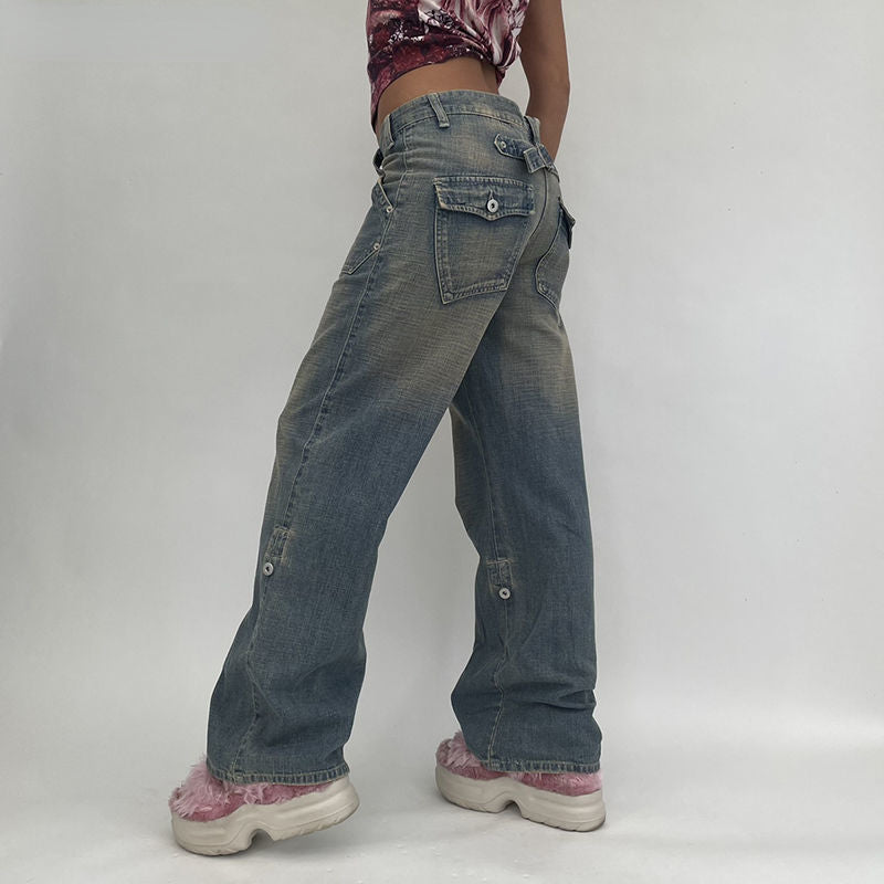 DressBetty - High Waist Vintage Oversized Casual Streetwear Harajuku Straight wide Leg Jeans