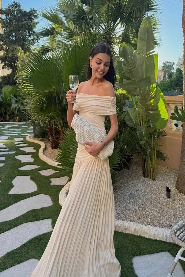Kamara Off Shoulder Pleated Maxi Dress