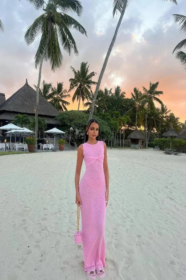 Mika Round Neck Knitted Maxi Dress