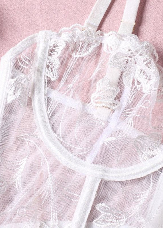 Celeste – Sheer White Lace Corset Lingerie Set