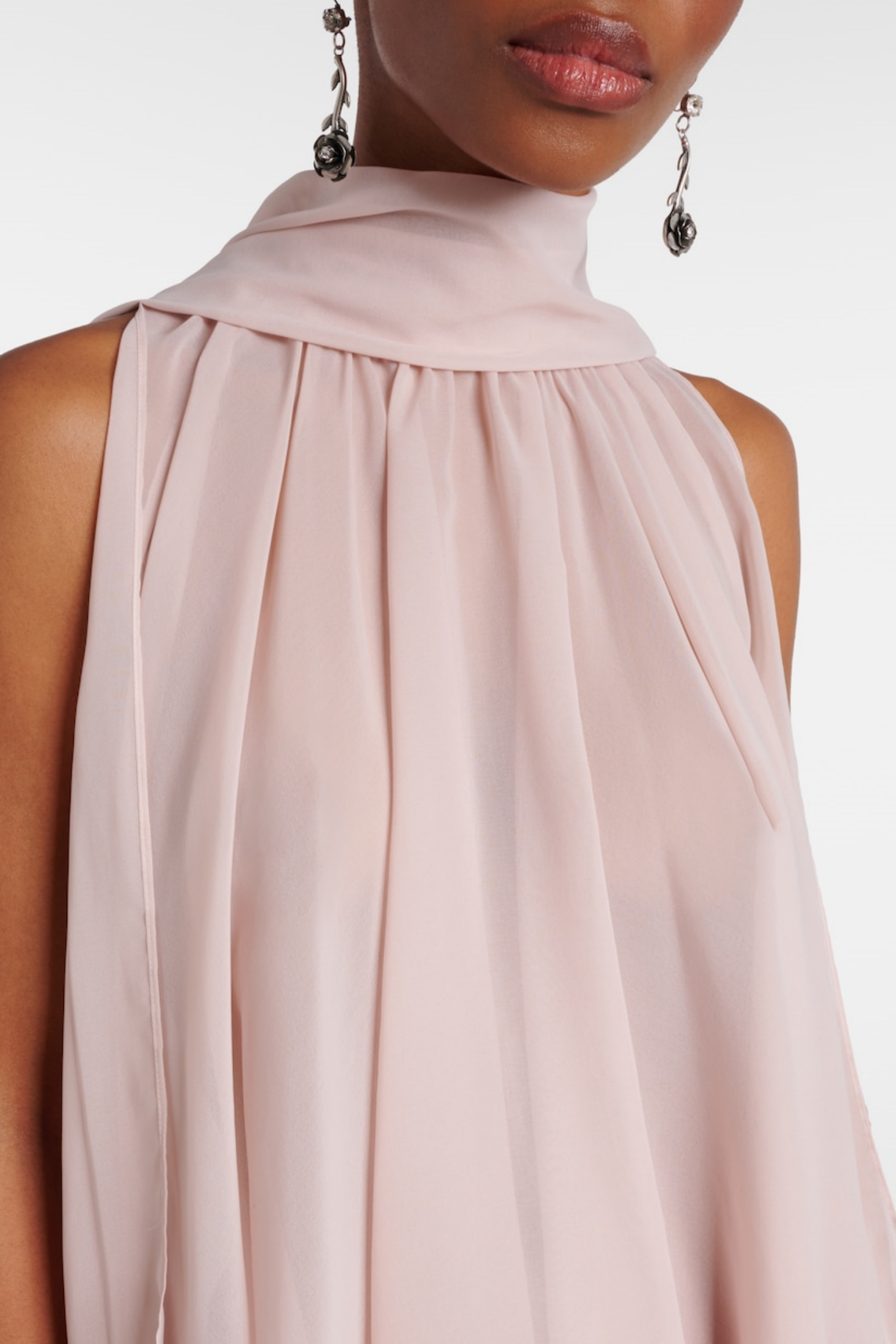 Mistee Asymmetric Slit-sleeve Blouse - Pink
