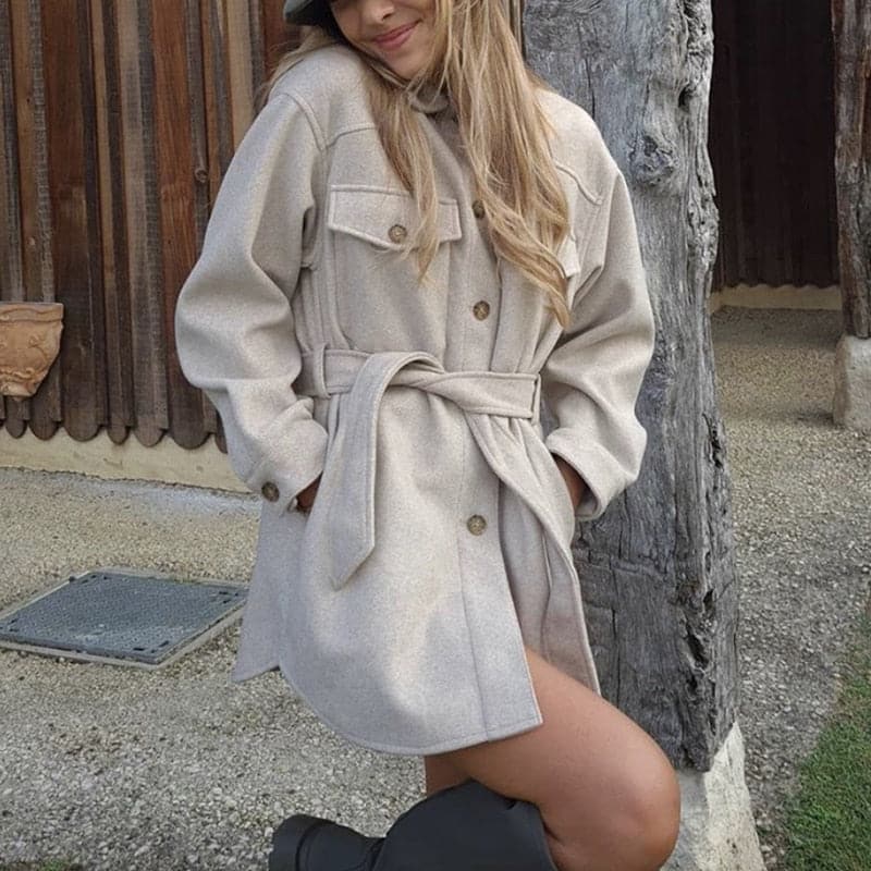 DressBetty - Vintage Woolen Camel Soft Long Coats