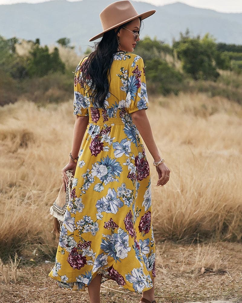 DressBetty - Beach Boho Print Sexy Maxi Split Dress