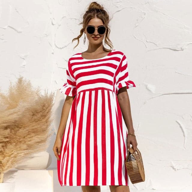 DressBetty - Women Summer Dress Cute Loose Print Sleeves Dresses