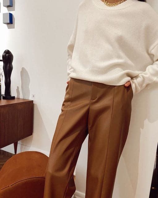 DressBetty - Elegant Spliced PU Leather Pants