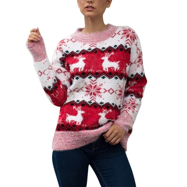 DressBetty - Women Christmas Sweater Harajuku Knitted Streetwear Cute Little Penguin Cartoon Pullover O-Neck Oversize Casual Ladies Sweaters