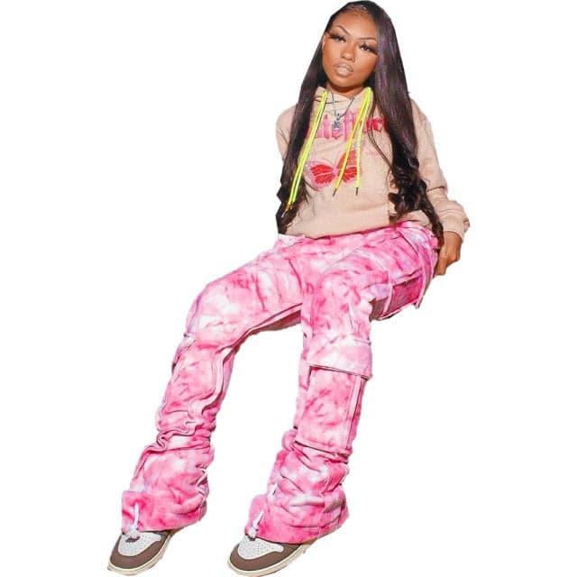 DressBetty - Fashion Tie Dye Print Big Pocket Cargo Pants