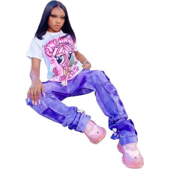 DressBetty - Fashion Tie Dye Print Big Pocket Cargo Pants