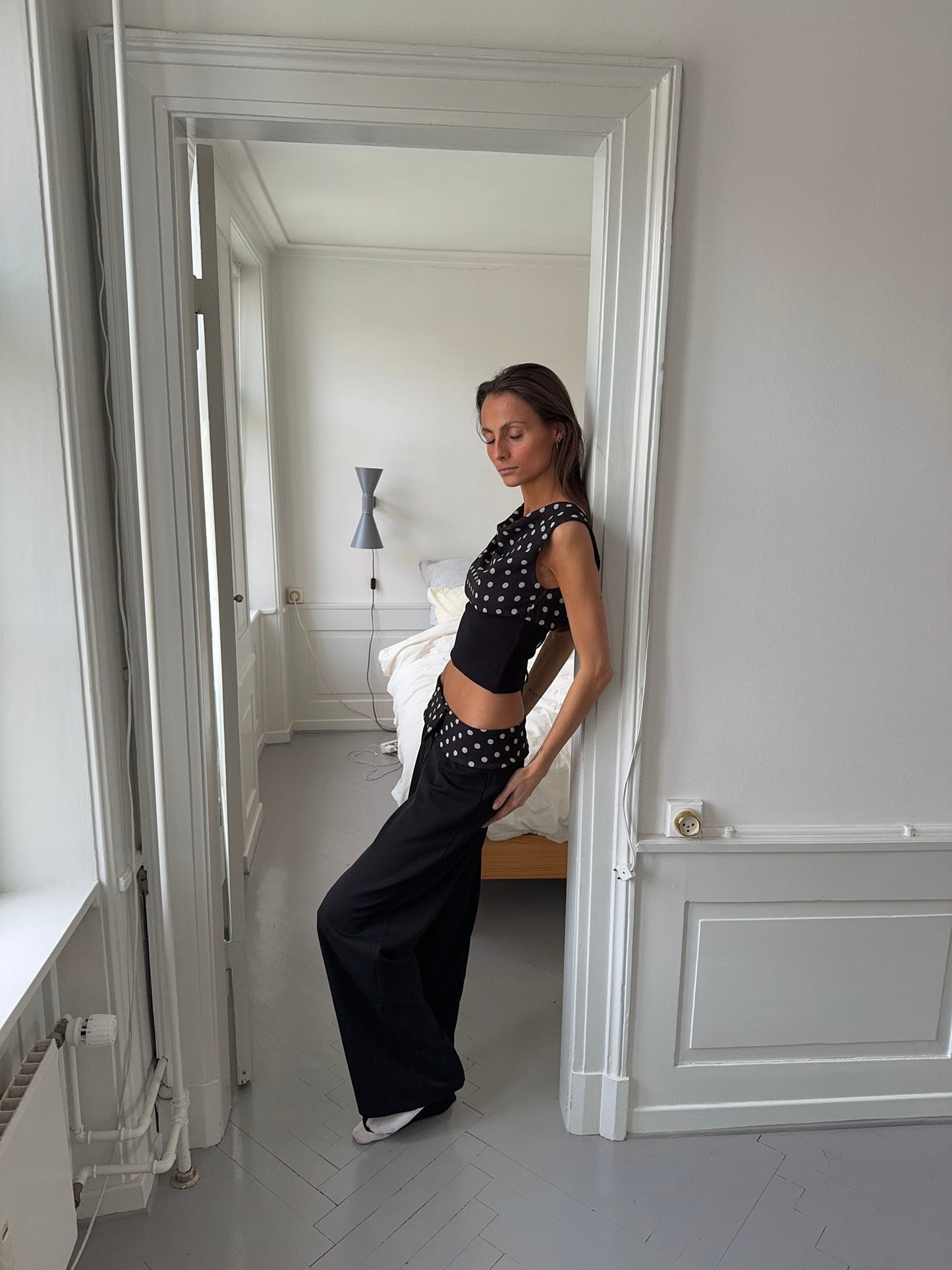 CALLY | Black Suit Polkadot Pants