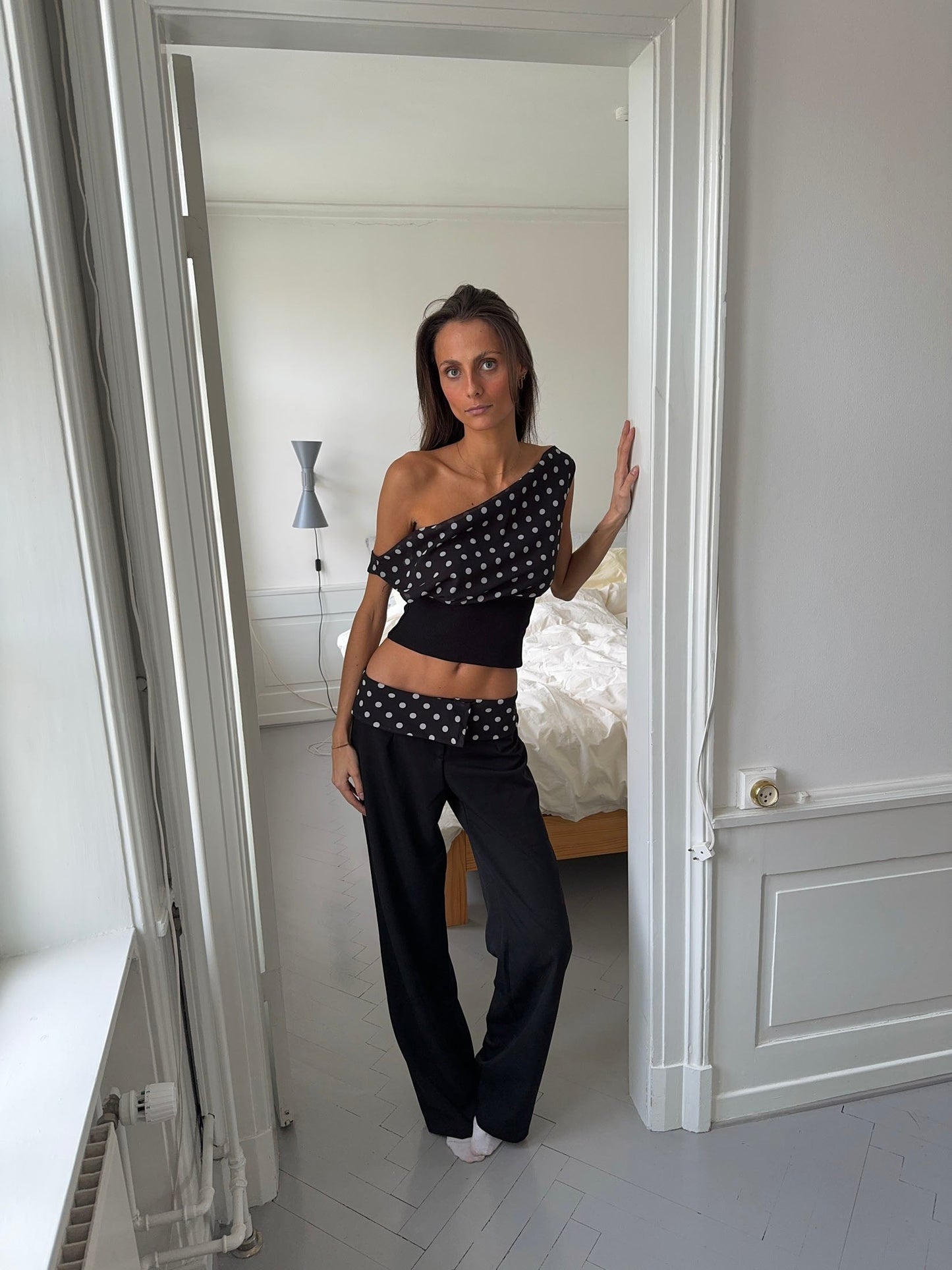 CALLY | Black Suit Polkadot Pants