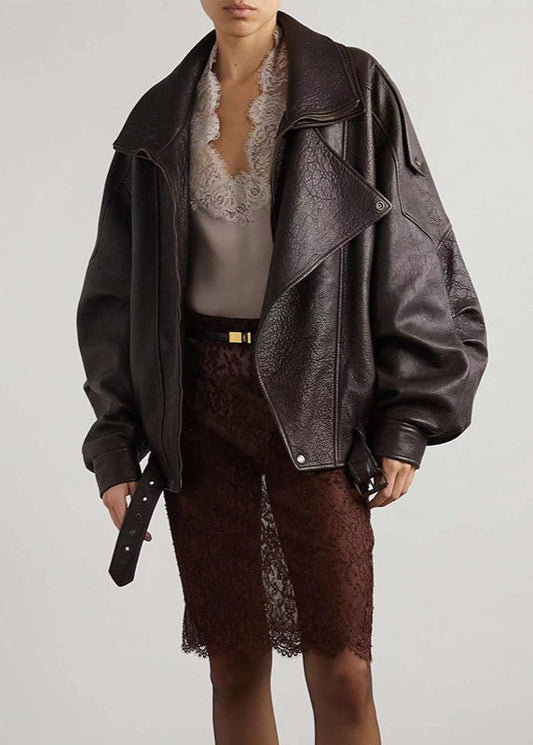 Oversized Leather Biker Jacket – Vintage-InspiRed Statement