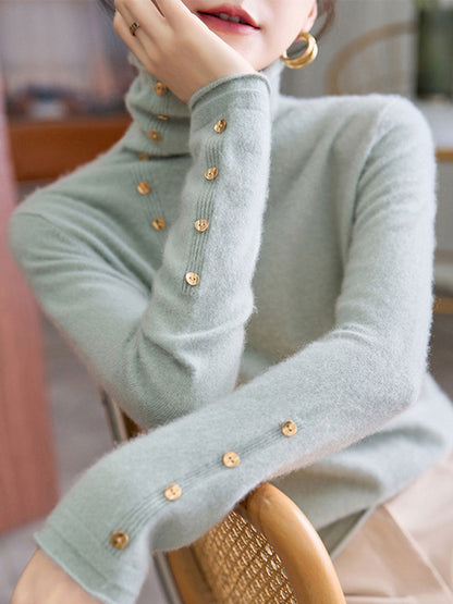 Hilary French Style Turtleneck Sweater-White