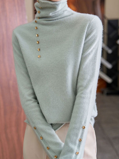 Hilary French Style Turtleneck Sweater-White