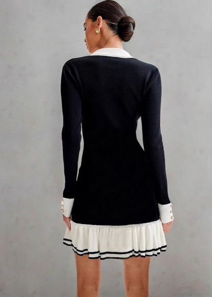 Celeste - Contrast Trim Knit Dress