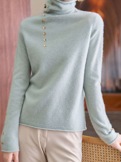 Hilary French Style Turtleneck Sweater-White