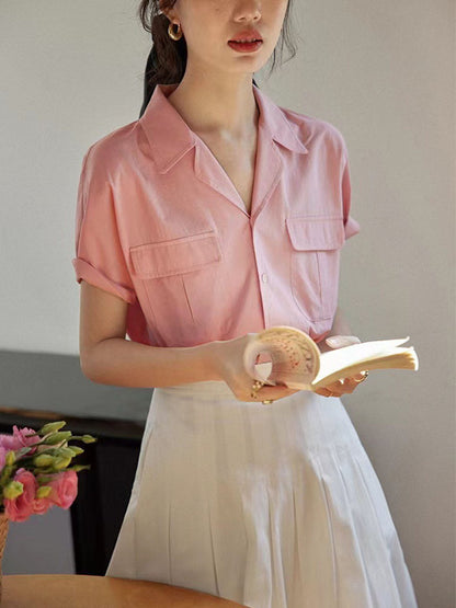 Celeste French Style V-Neck Top-White