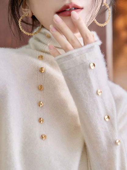 Hilary French Style Turtleneck Sweater-White