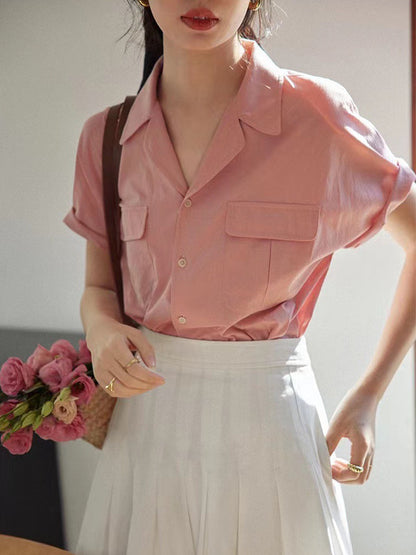 Celeste French Style V-Neck Top-White