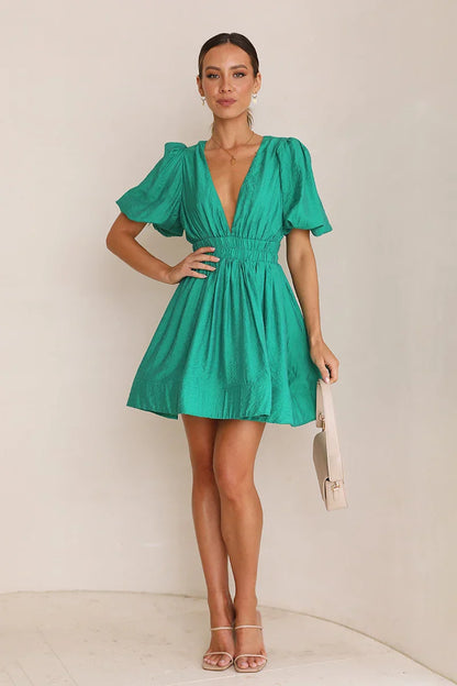 Erin Mini Dress - Emerald