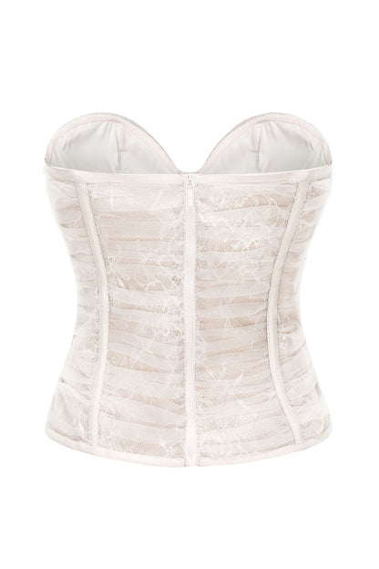 Rolyn Ruched Mesh Corset - White