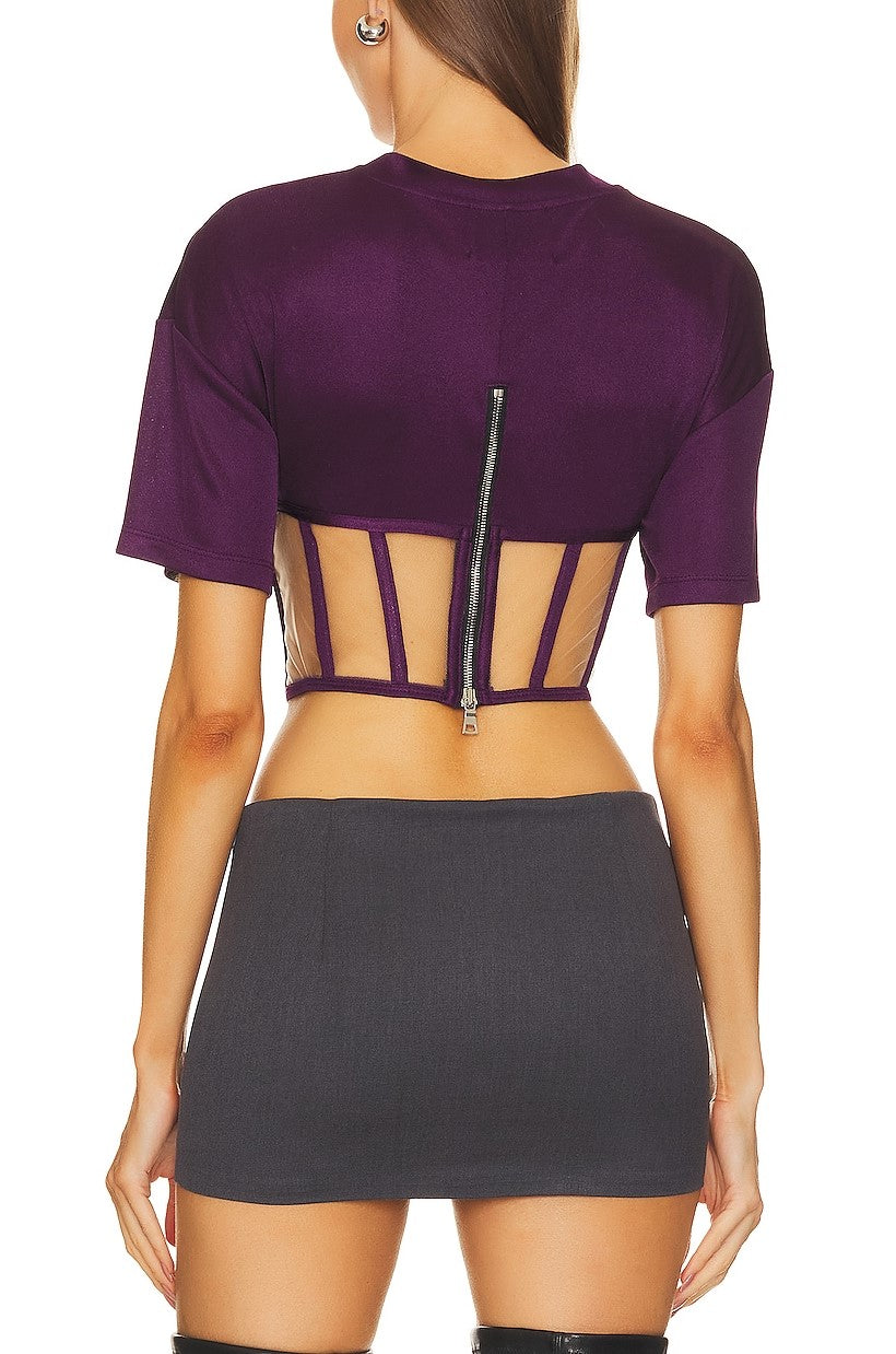Celeste Corset Patchwork Top - Purple