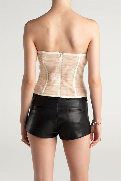 Rolyn Ruched Mesh Corset - White