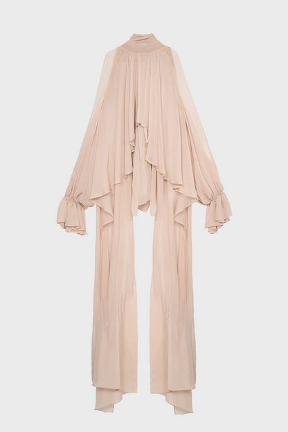 Mistee Asymmetric Slit-sleeve Blouse - Pink