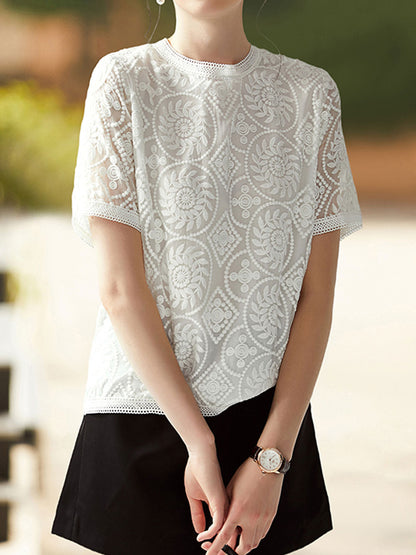 Sophie Elegant Crew Neck Embroidered Top