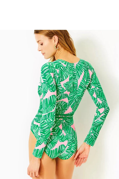 Green Printed Surf Shorts Set