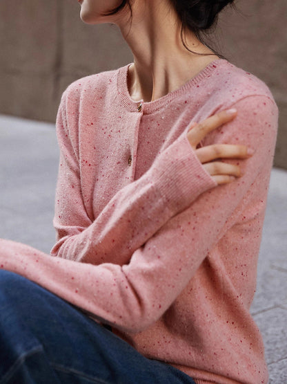 Natalie Classic Crew Neck Solid Color Knitted Cardigan