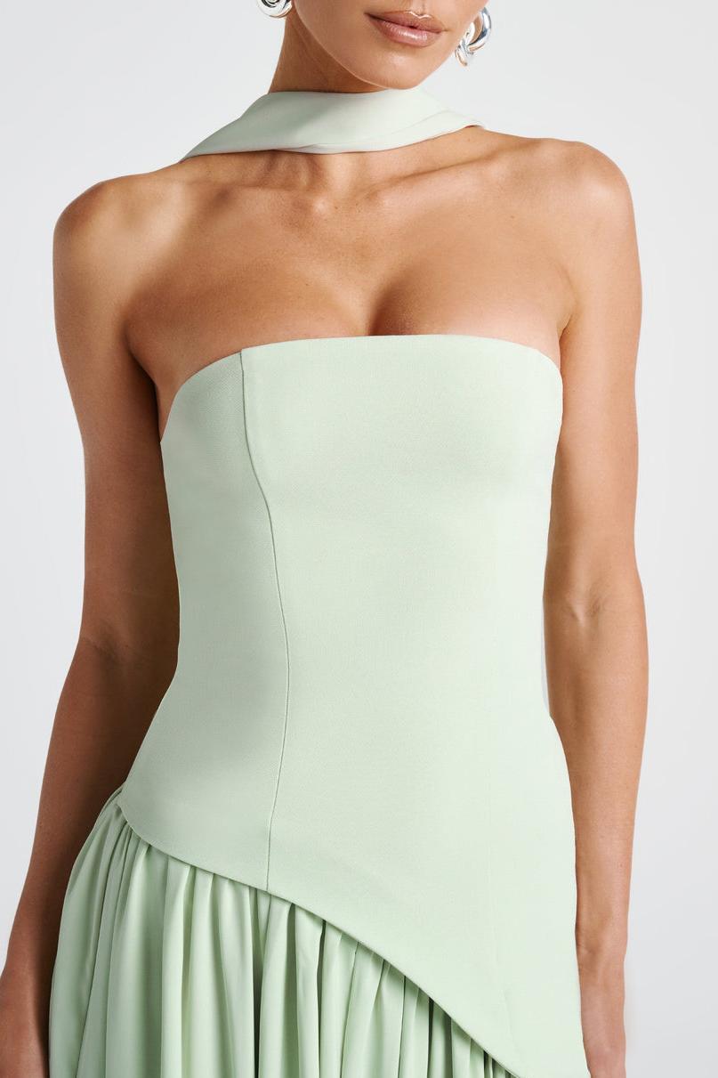 Miloni Strapless Split Maxi Dress - Mint