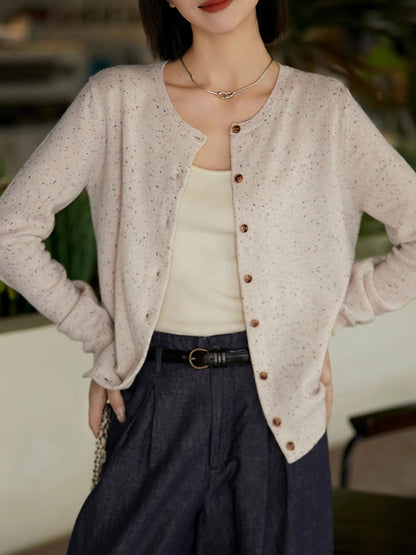 Natalie Classic Crew Neck Solid Color Knitted Cardigan
