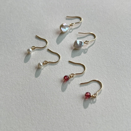 14K Gold-Filled Pearl & Garnet Earrings