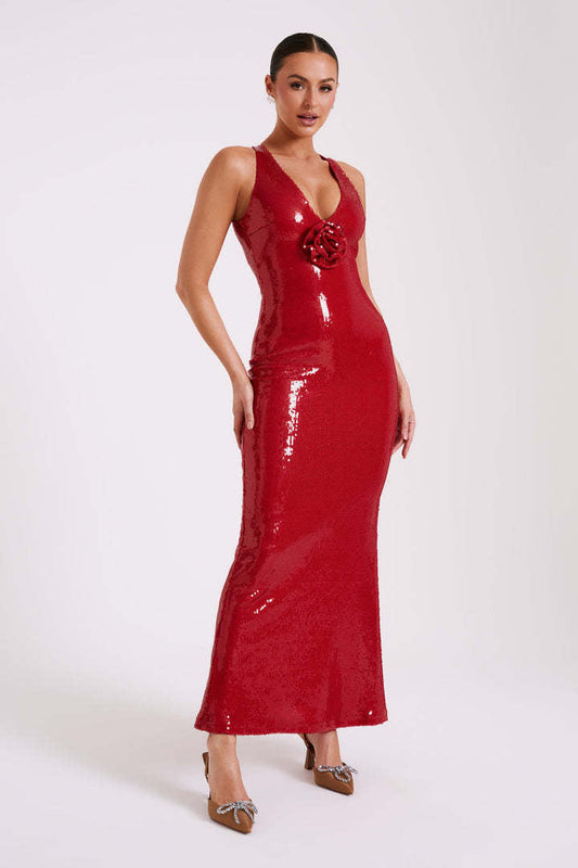 Sexy Cut-Out Halter High Slit Maxi Dress