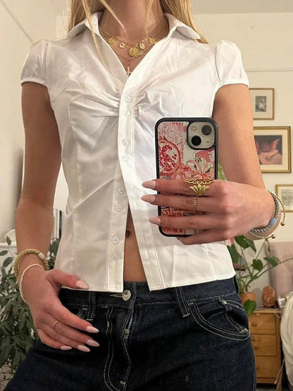 Sonia Ruched Cap Sleeve Blouse