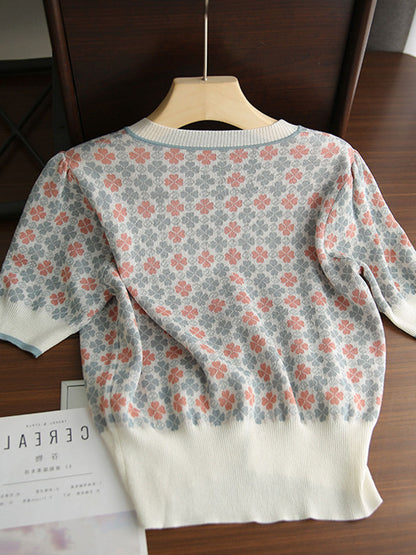 Trinity Classic V-neck Knitted Cardigan-Blue