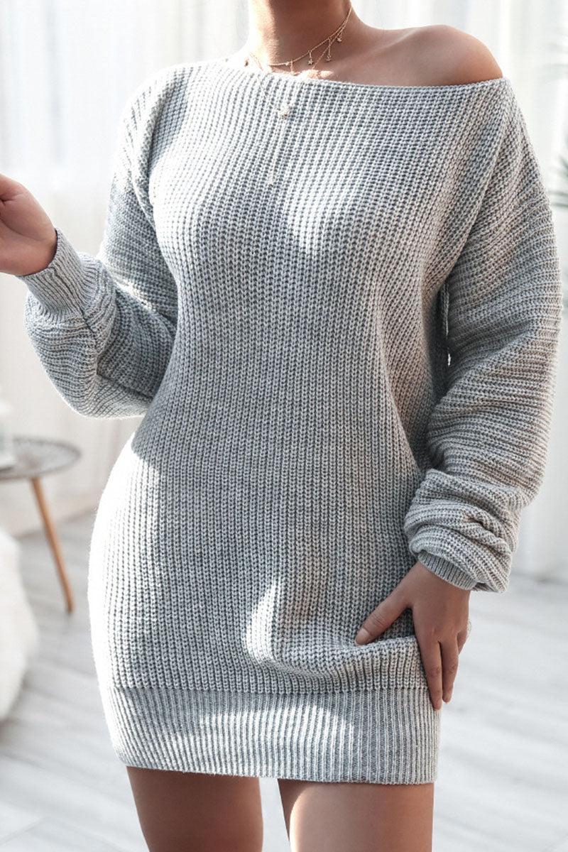 Fashion Casual Solid Bateau Neck Straight Dresses